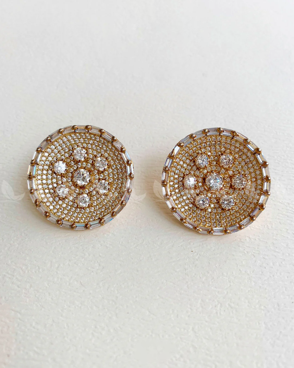 Stud Earrings - Golden White